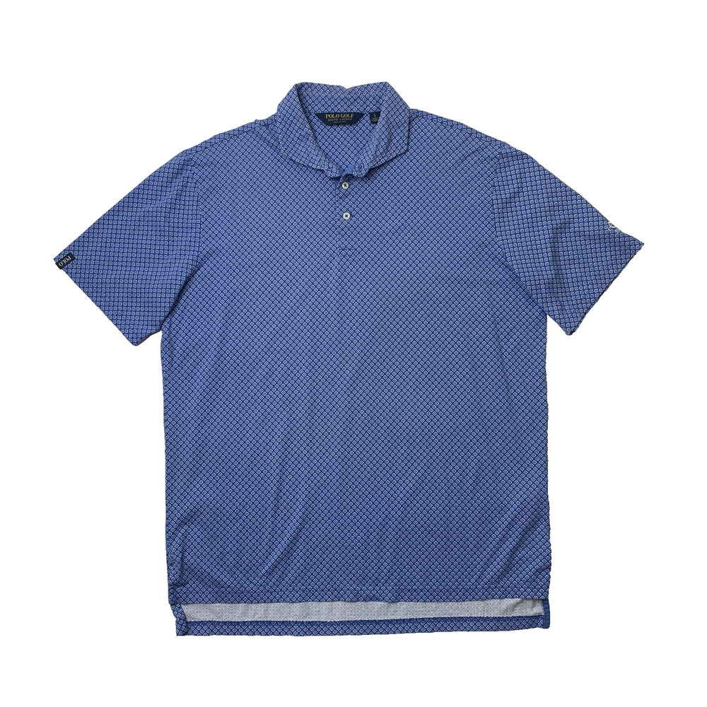 Ralph Lauren Golf Polo Shirt Mens L Large Blueprint White Cotton Droptail